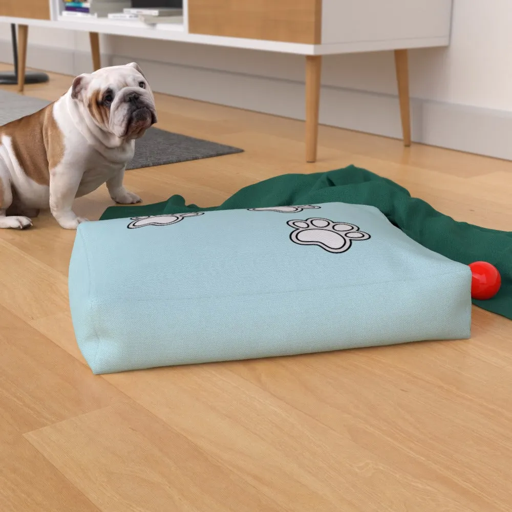 Pet Bed - Paws on Light Blue